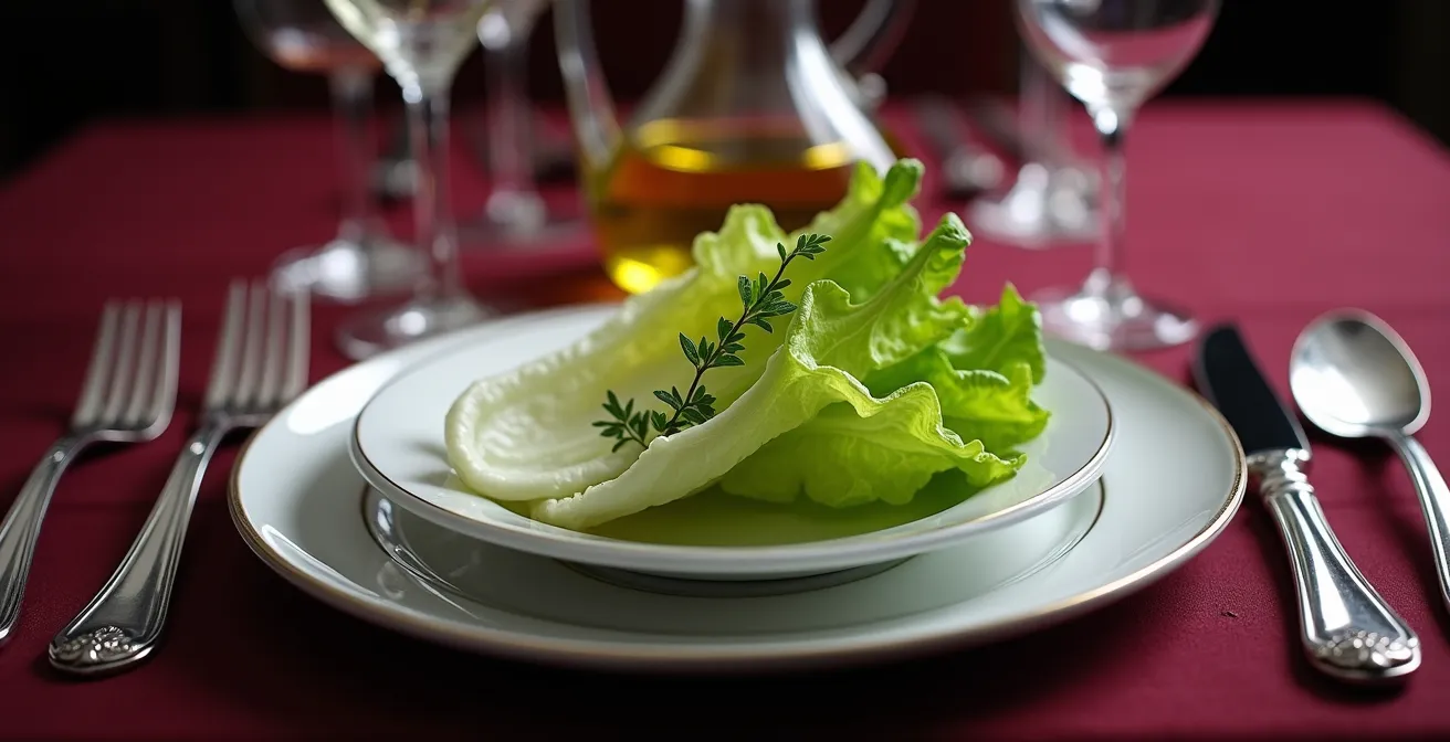 Mise en place élégante de couverts français traditionnels sur une table raffinée