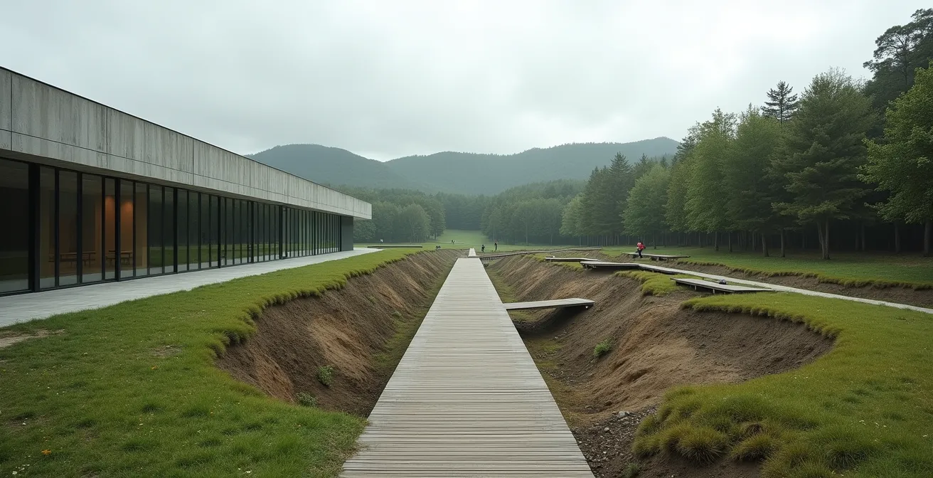 Vue comparative entre un mémorial moderne interactif et un site de tranchées préservées